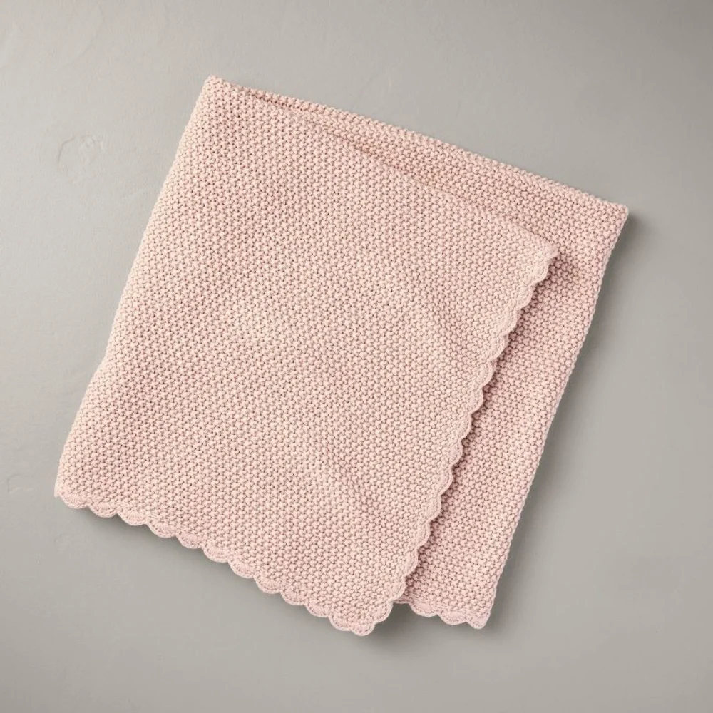 Scalloped Trim Knit Baby Blanket Blush Pink - Hearth & Hand™ with Magnolia